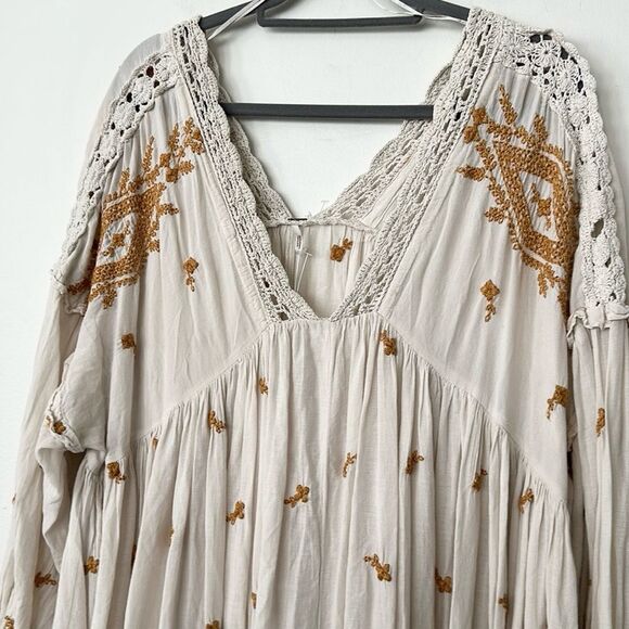 Free People Lavender Fields Midi Dress L (gold & cream) - Picture 3 of 7